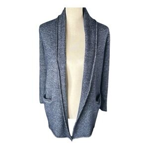 Athleta‎ Sweater Women Size M Open  Front Cardigan Blue Cashmere Linen Blend